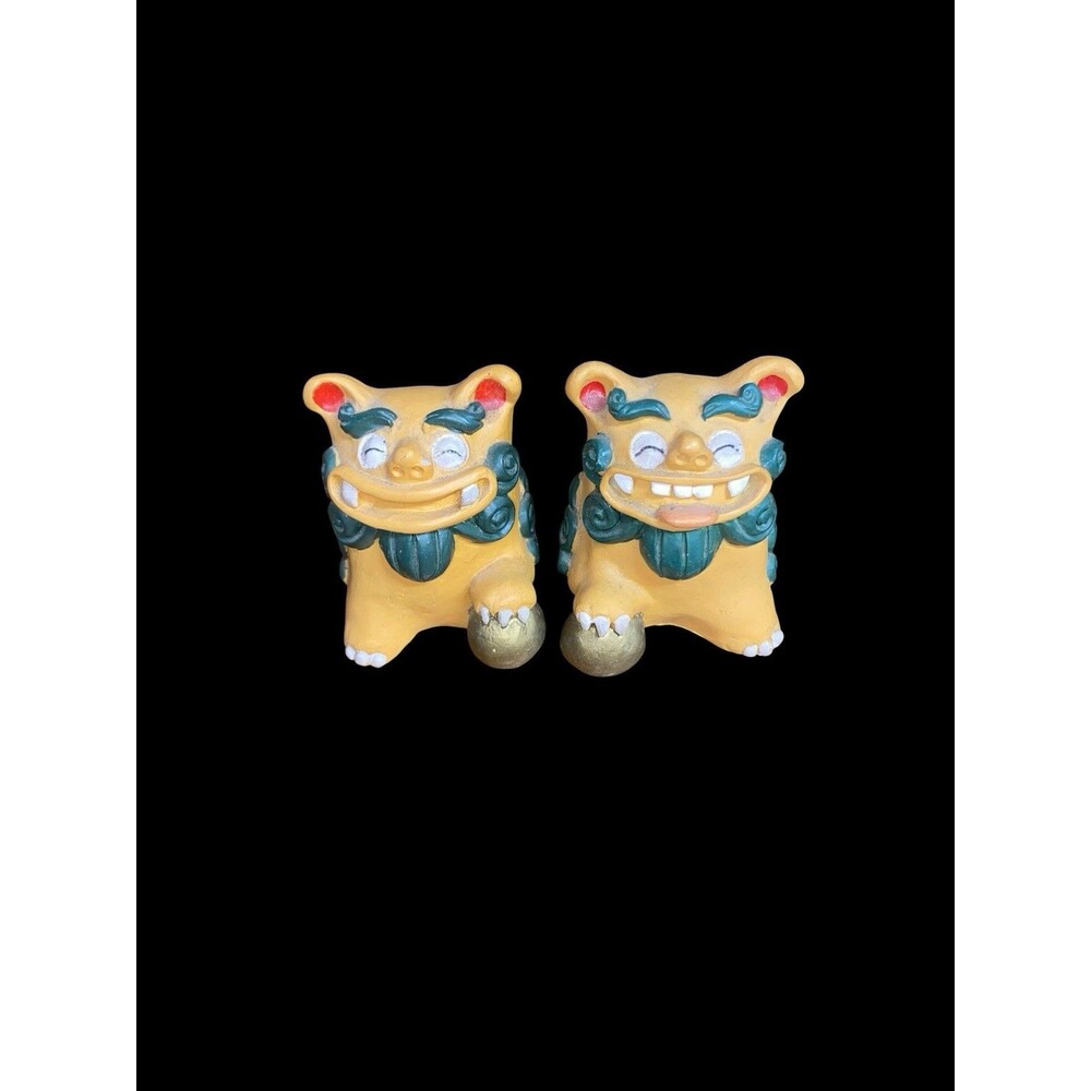 Okinawa Lucky Charm Omamori Fusui Standing Mini Shisa Lion Brown Smile Size 2”